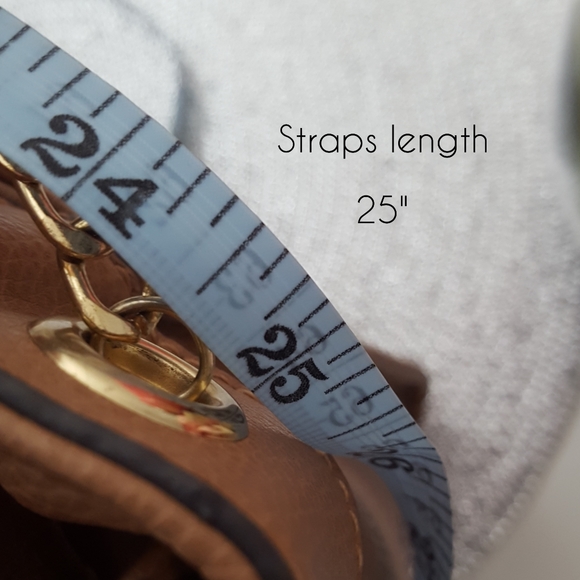 Vtg K Studio🍂Camel Brown Leather Tote shoulder Bag💛Chain Straps - Picture 14 of 15